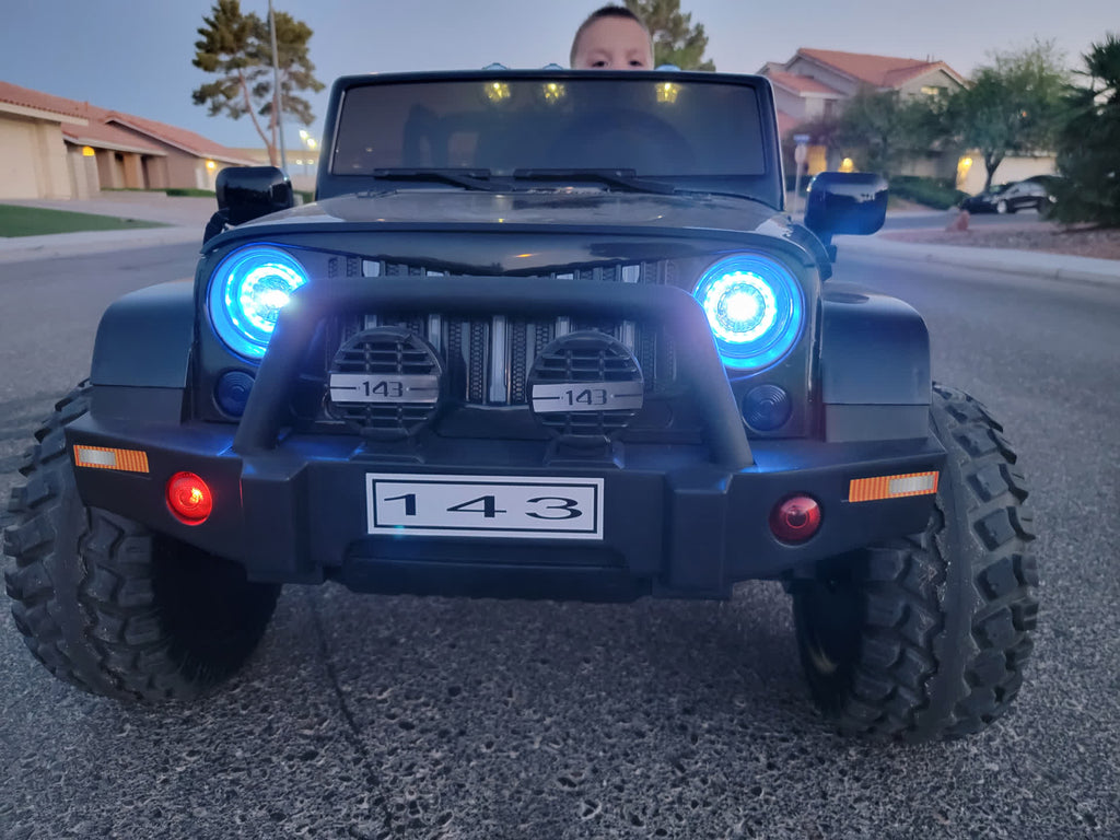 2 Seater 24 Volt 4x4 Electric Ride On Jeep Style Rubber Tires Fully Loaded Truck ATV UTV For Kids W/Magic Cars® Wireless Parental Control