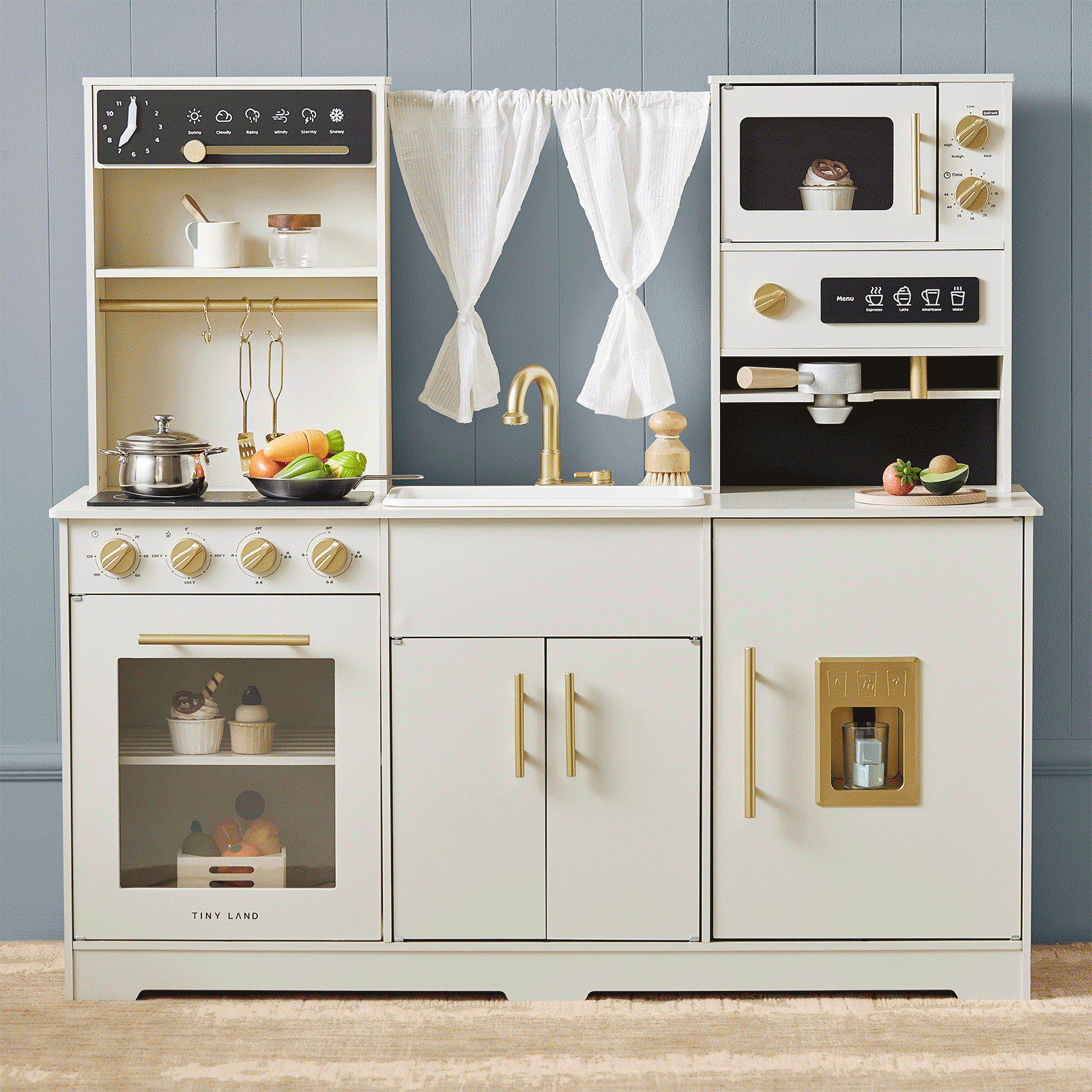 Tiny Land® Play Kitchen with Running Water - Iconic Aqua Kitchen in Cream