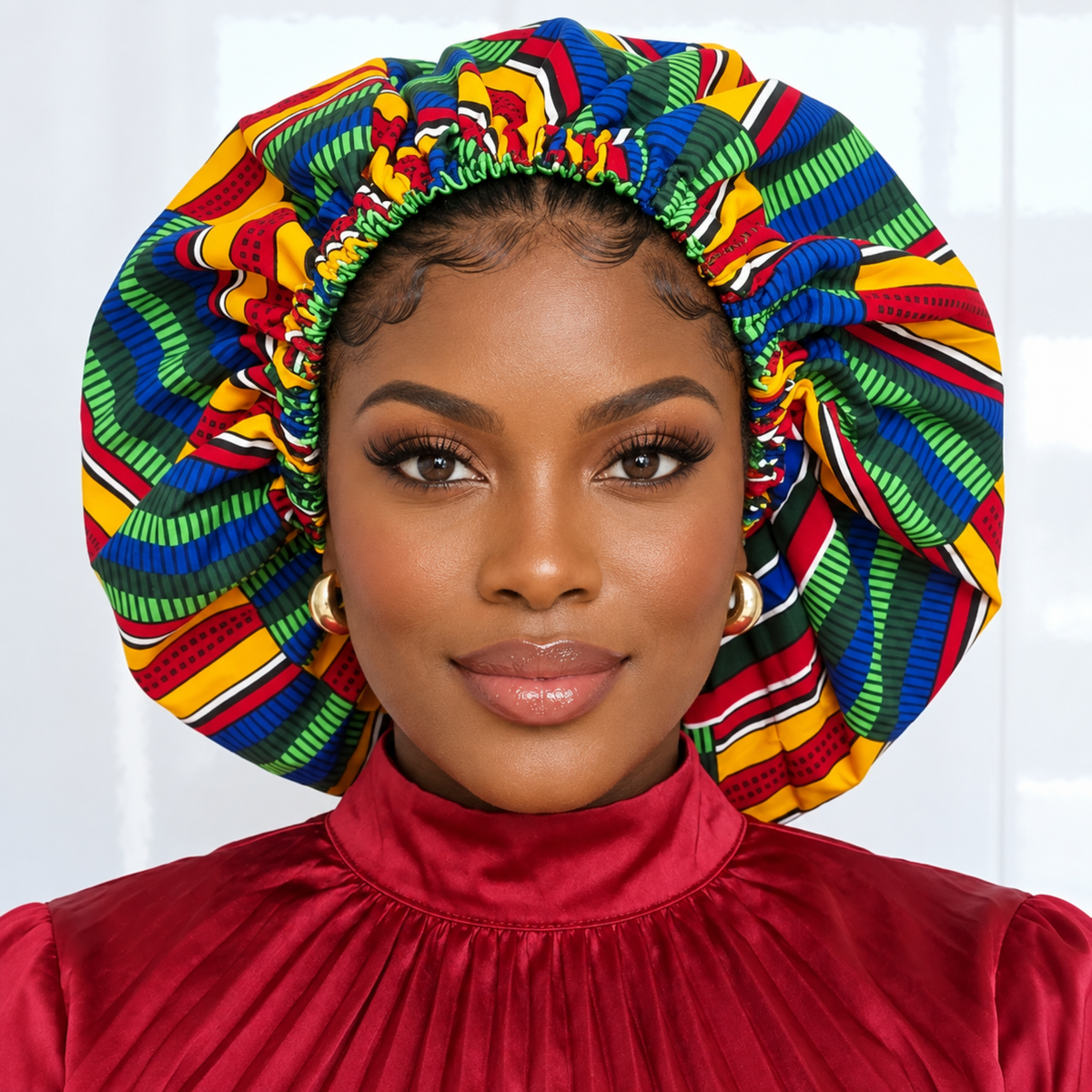 Duma Mbili XL Silk Lined African Print Bonnet