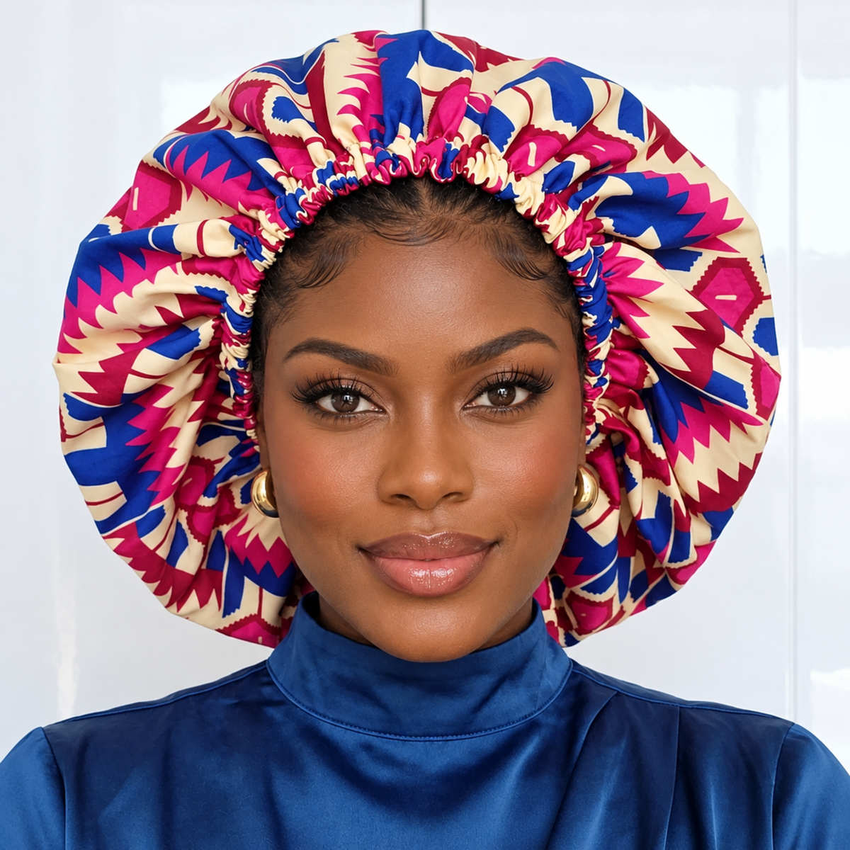 Duma Mbili XL Silk Lined African Print Bonnet