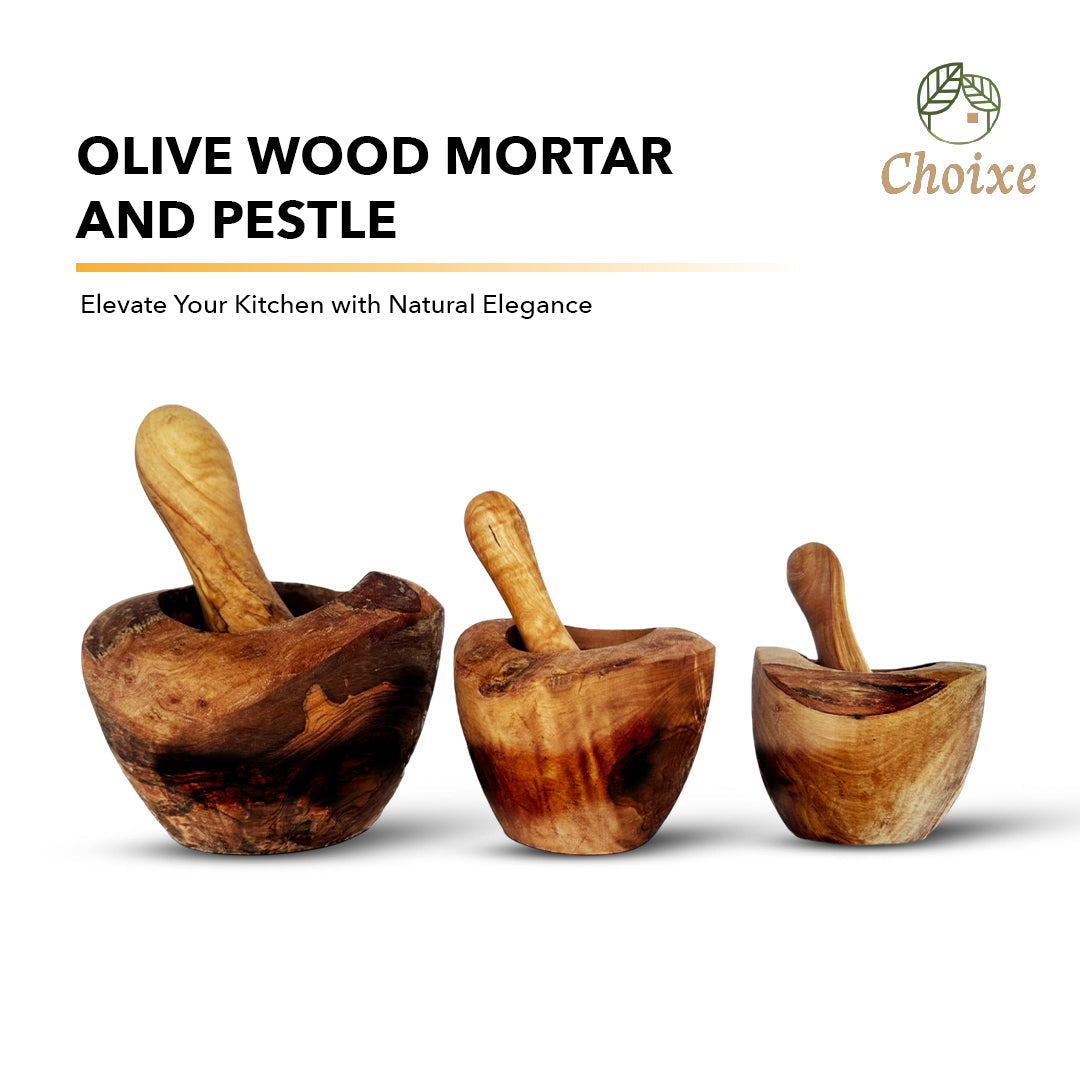 Olive Wood Rustic Mortar and Pestle
