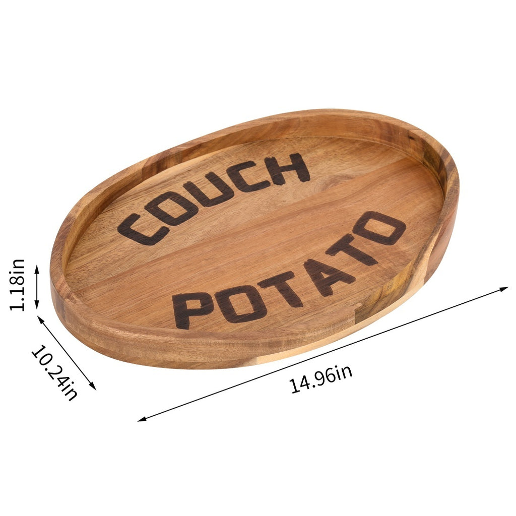 Couch Potato Tray-Smart Clip-On Sofa Tray Made of Acacia Wood