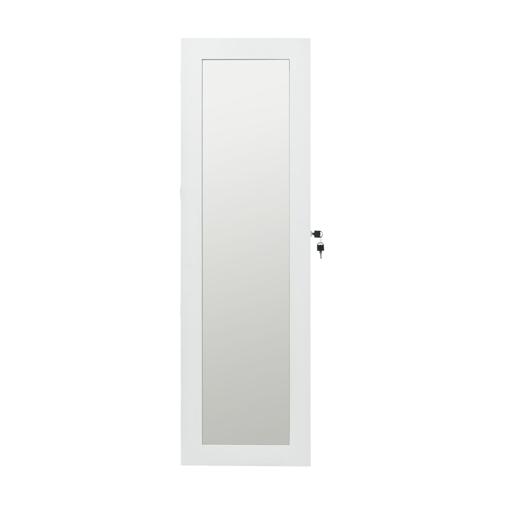 Jewelry Armoire Organizer with Full Length Mirror and LED Light - White, Dark Brown, Light Brown