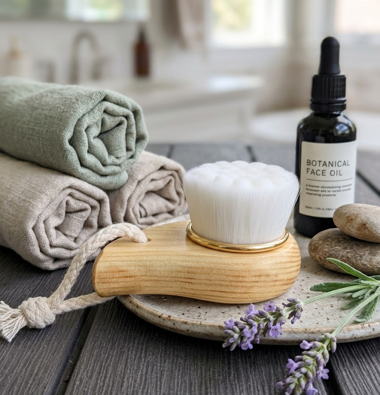 Facial Brush with Bamboo Handle