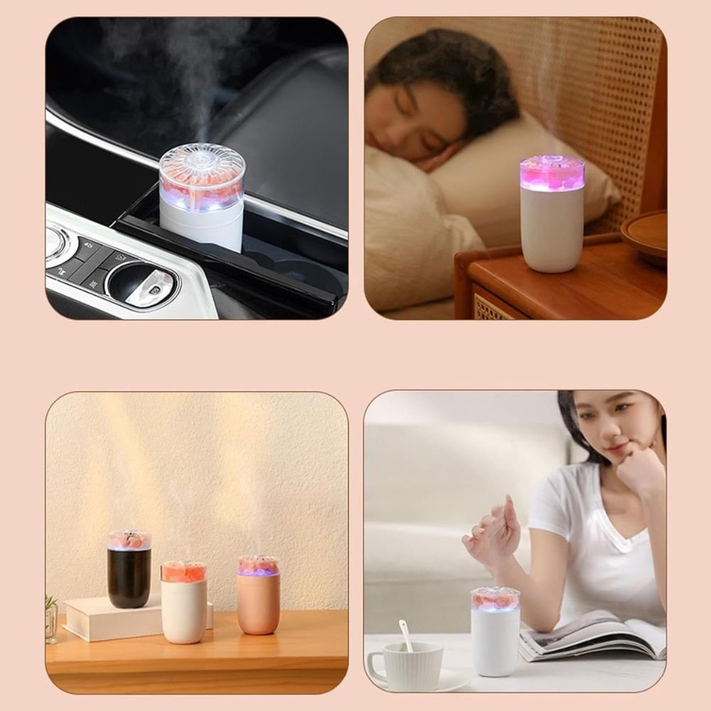LED light Crystal Salt Stone Humidifier Essential Oil Diffuser